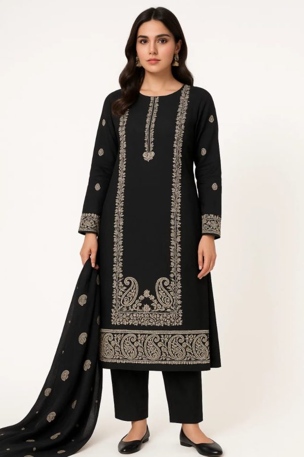 Lawn Embroidered 3pc Suit With Chiffon Dupatta. Lawn - 25-0009
