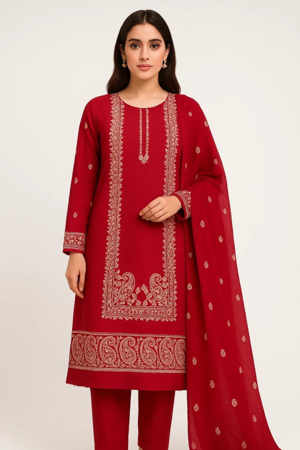 Lawn Embroidered 3pc Suit With Chiffon Dupatta. Lawn - 25-0010