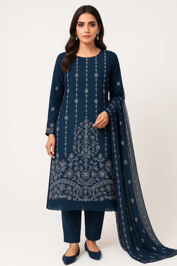 Lawn Embroidered 3pc Suit. Lawn-25-0002