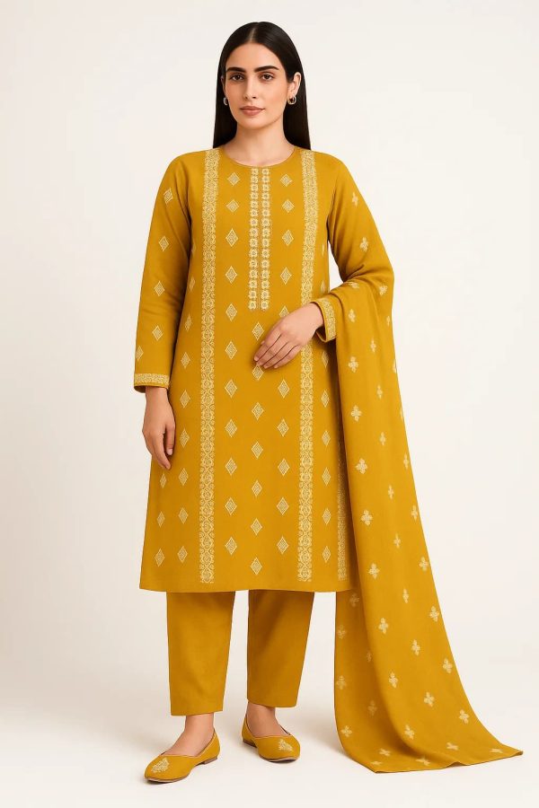 Lawn Embroidered 3pc Suit With Embroidered Chiffon Dupatta. Lawn-25-0021