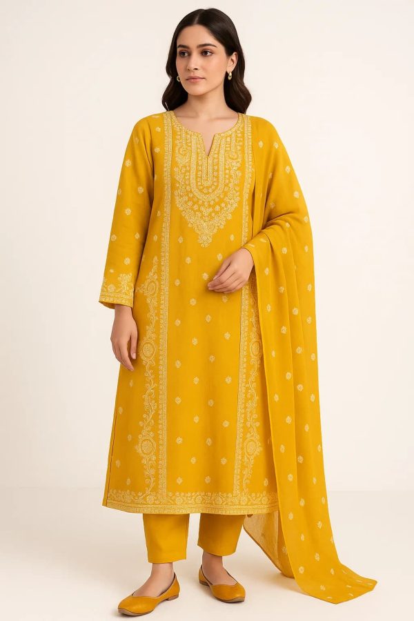 Lawn Embroidered 3pc Suit With Embroidered Chiffon Dupatta. Lawn-25-0030