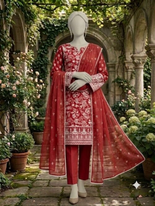 Lawn Embroidered Unstitched 3 Piece-008