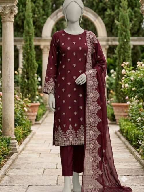 Lawn Embroidered Unstitched 3 Piece-0010