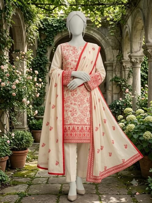 Lawn Embroidered Unstitched 3 Piece-0015