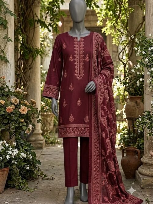 Lawn Embroidered Unstitched 3 Piece-005