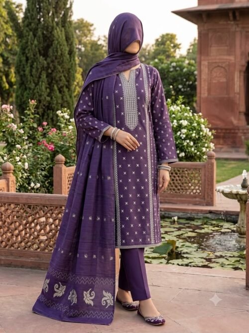 Lawn Embroidered Unstitched 3 Piece-0012