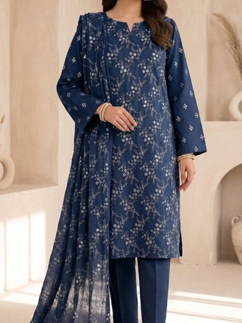 Lawn Embroidered Luxury Unstitched 3 Piece-0017