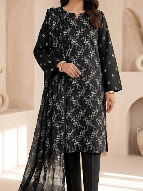 Lawn Embroidered Unstitched 3 Piece-0016